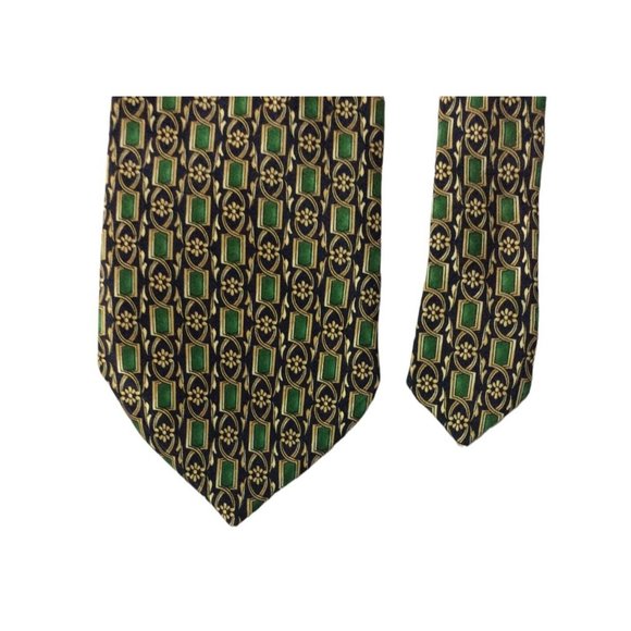 AQUASCUTUM OF LONDON Tricolor Geometric Tie 100% Silk M.In CA 58"/3”.3/4 EX CON - Picture 3 of 6